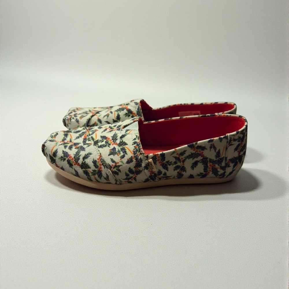 TOMS Women's Classic Alpargata slip-on shoes with  mint holly jolly glitter